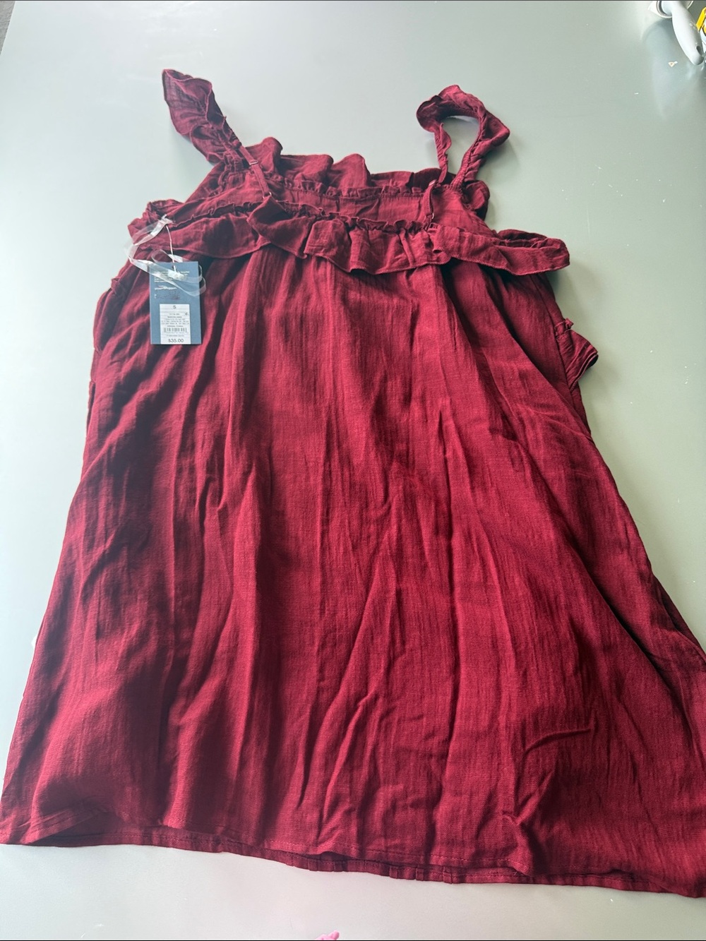 Universal Thread Burgundy Ruffle Mini Dress - Picture 5 of 9